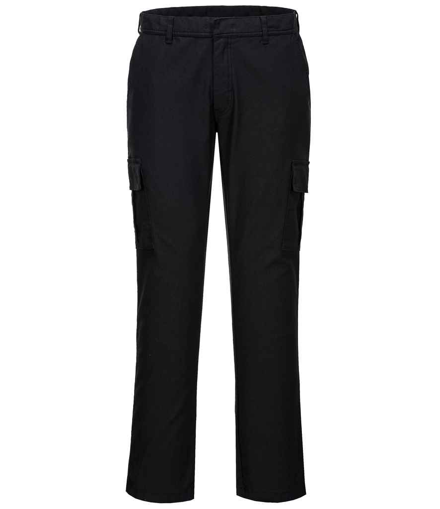 [PW1201 BLK 30/R] Portwest Stretch Slim Combat Trousers (30/R, Black)