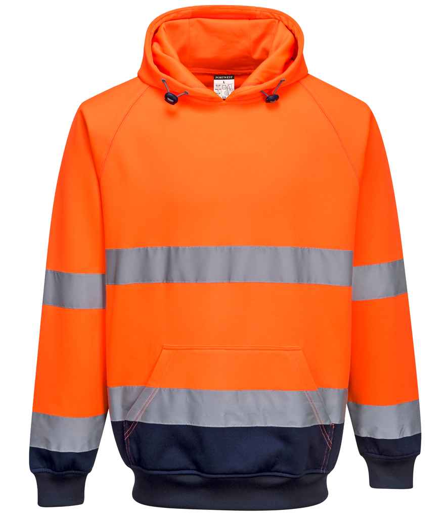 [PW1250 OR/NV S] Portwest Hi-Vis Two Tone Hooded Sweatshirt (S, Orange/Navy)