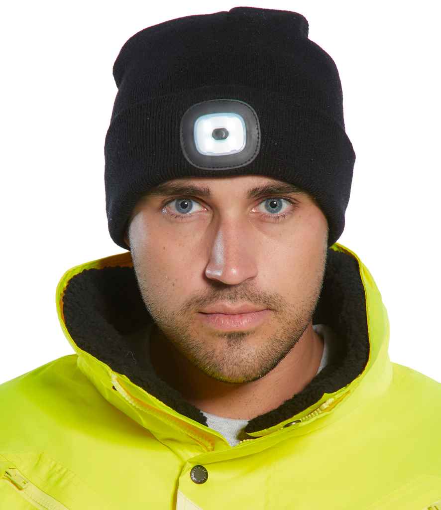 [PW667 BLK ONE] Portwest LED Head Light Beanie (Black)