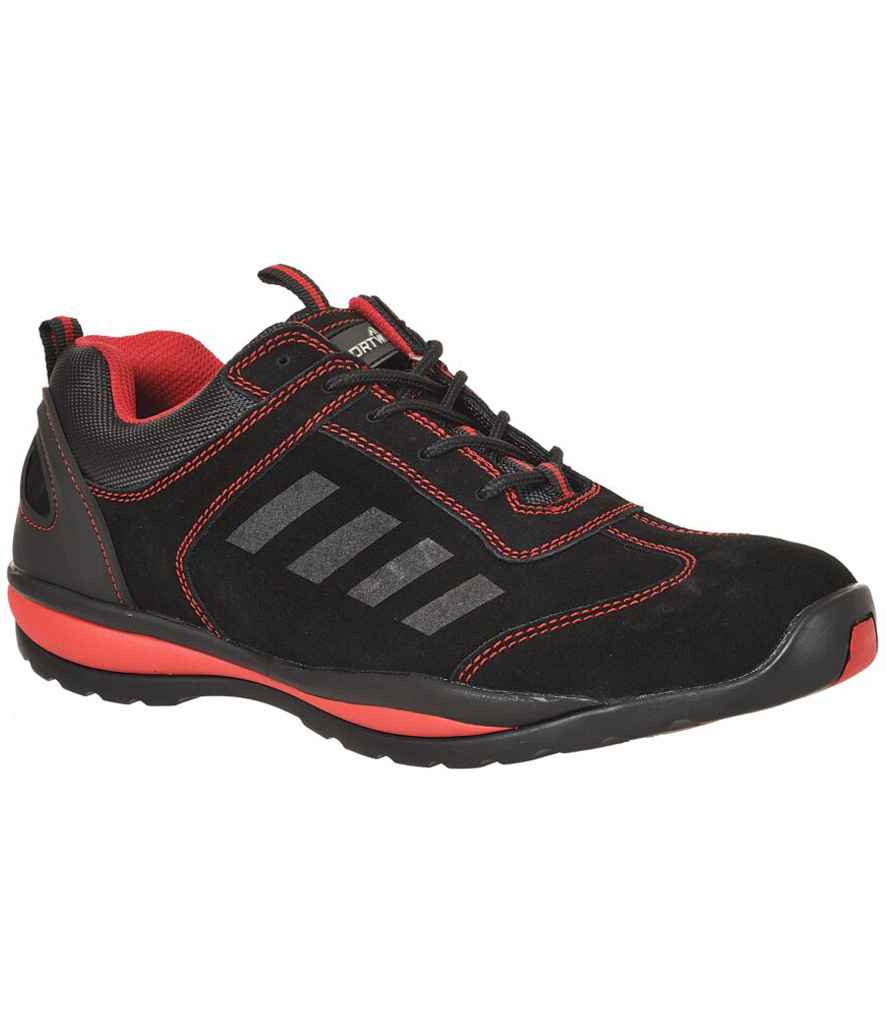 [PW809 BK/RD 38] Portwest Steelite™ Lusum S1P HRO Safety Trainers (38, Black/Red)