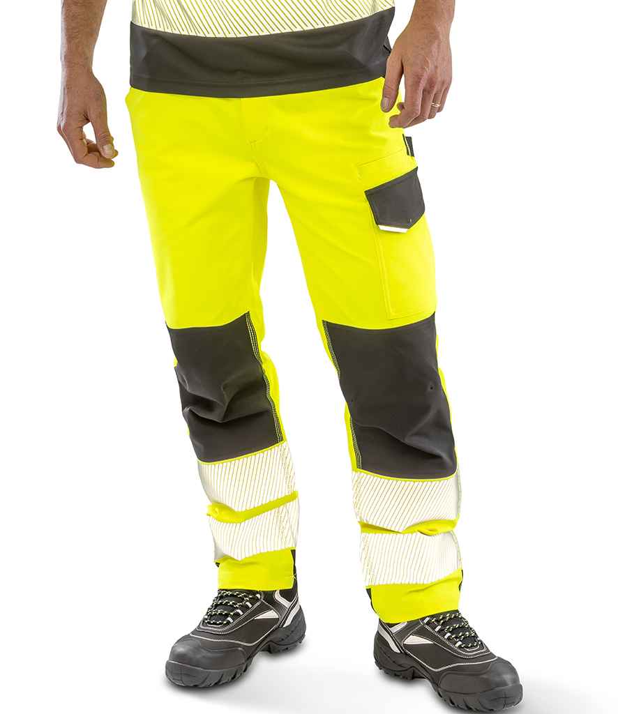 [RS517 FLY S] Result Recycled Dynamic Stretch Safety Trousers (S, Fluorescent Yellow)