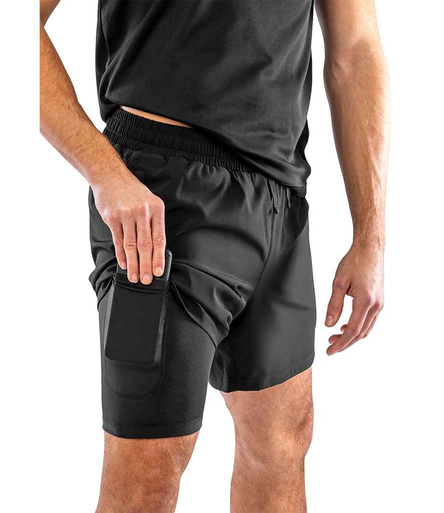 [SR780M BLK XS] Spiro Recycled Mens Shorts (XS, Black)