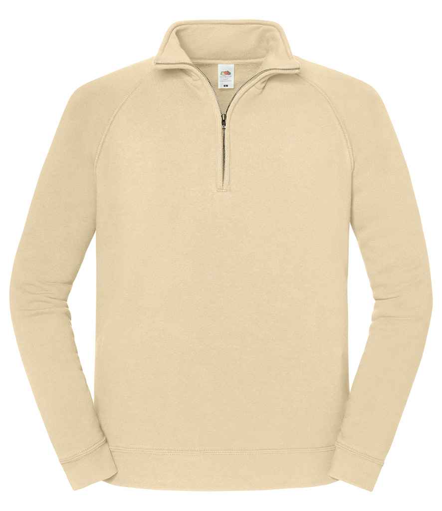 [SS154 DSN S] Fruit of the Loom Iconic Premium Zip Neck Sweatshirt (S, Desert Sand)