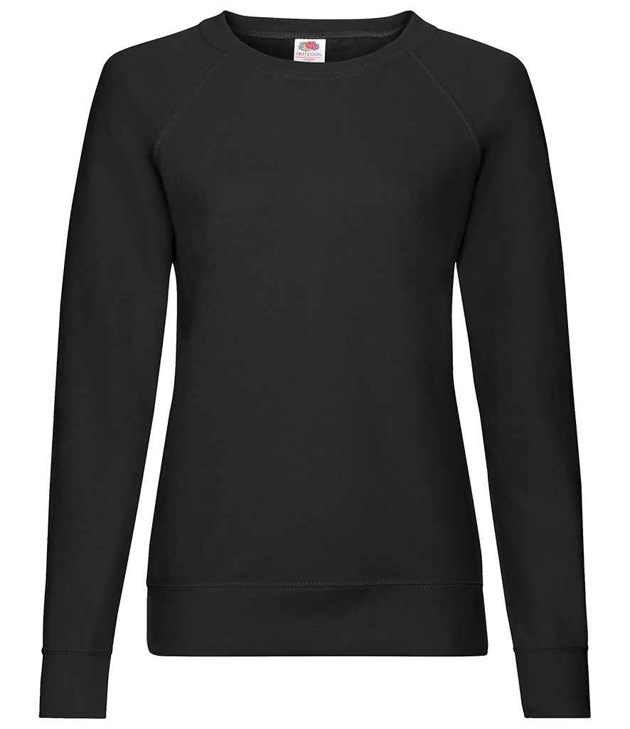 [SS180 BLK XS] Fruit of the Loom Lady Fit Lightweight Raglan Sweatshirt (XS, Black)