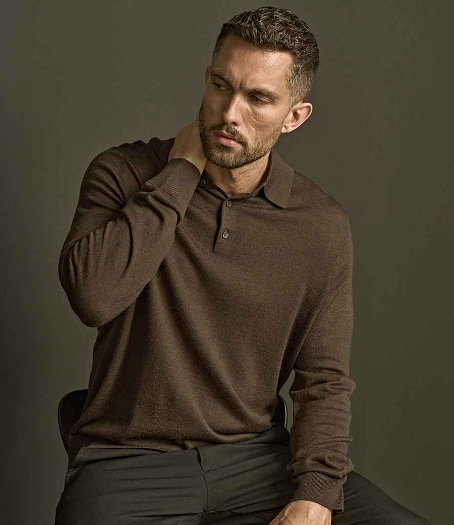 [T6002 MOC S] Tee Jays Knitted Polo Shirt (S, Mocha)