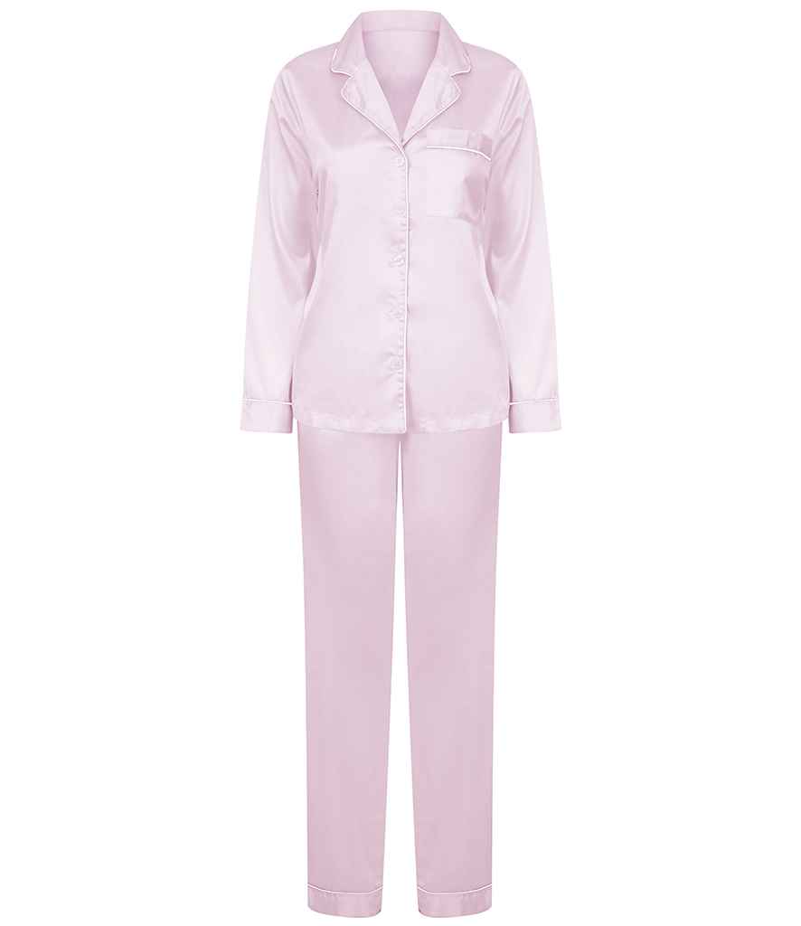 [TC55 LPI M/L] Towel City Ladies Satin Long PJ's (M/L, Light Pink)