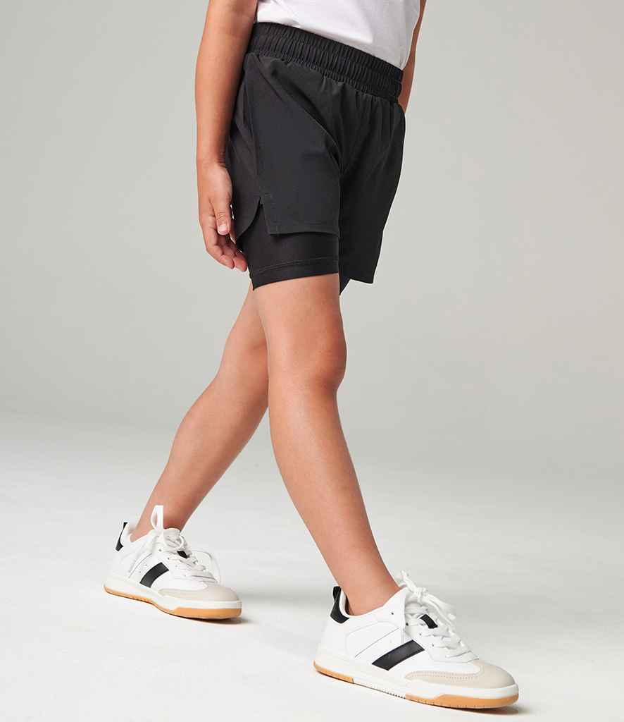 [TL617 BLK 5-6] Tombo Kids Double Layer Sports Shorts (5-6, Black)