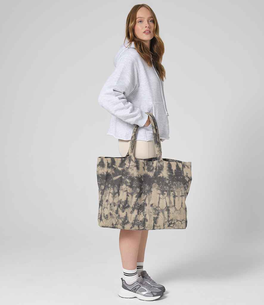 [W930 SNBK ONE] Westford Mill Tie Dye Canvas Tote Bag (Sand Black Tie Dye)