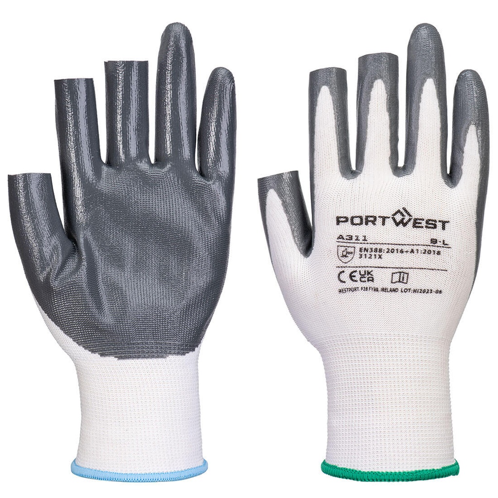 [A311W7RXS] Grip 13 Nitrile 3 Fingerless Glove (Pk 12) (XS)