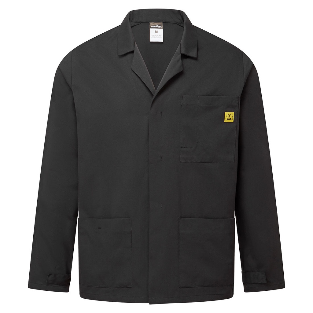 Anti-Static ESD Lab Jacket (XXS, Black)