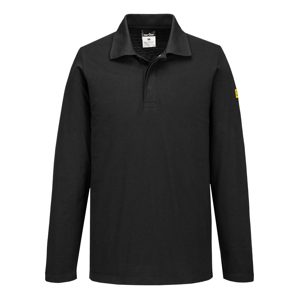 Anti-Static ESD Polo Shirt L/S (XXS, Black)