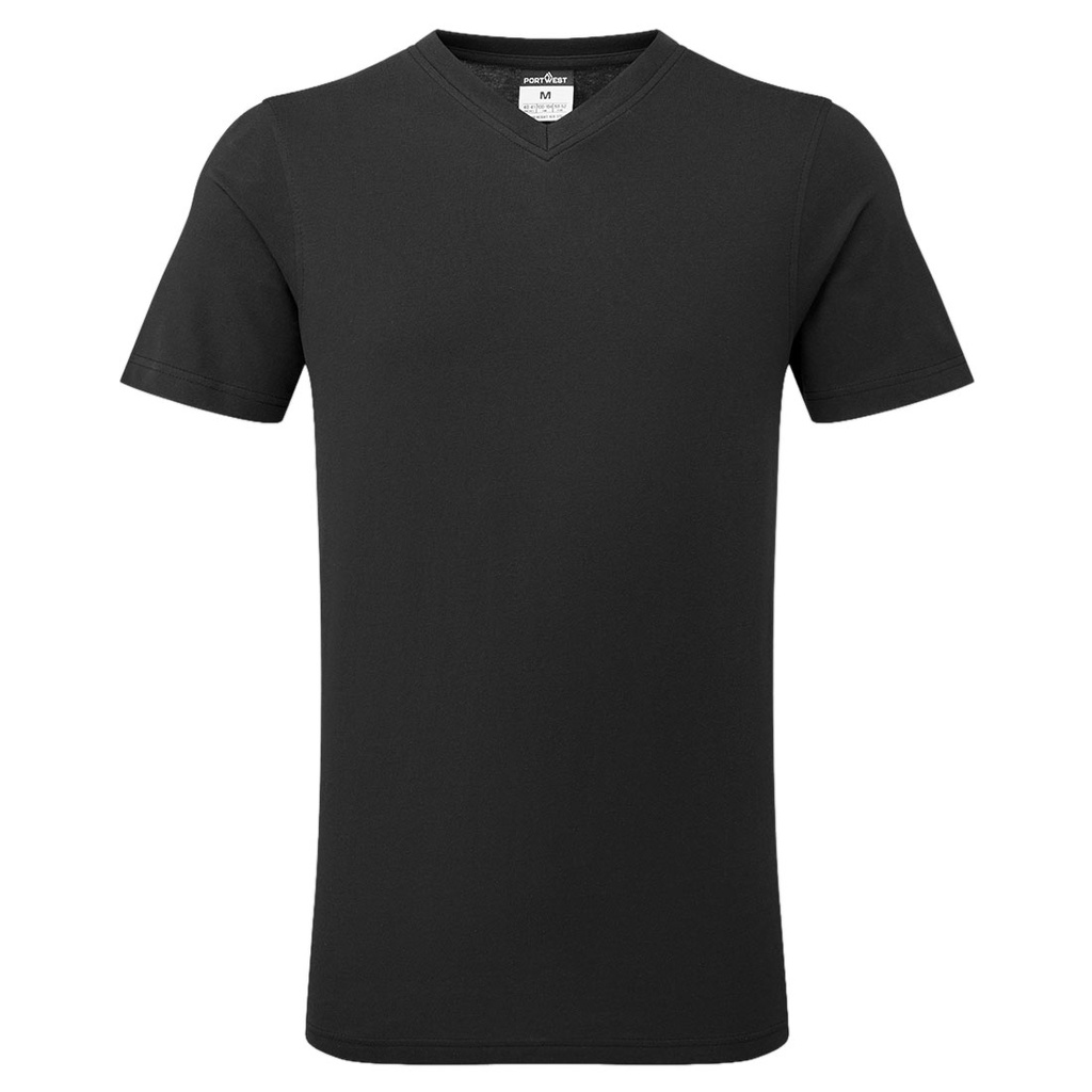 [B197BKRS] V-Neck Cotton T-Shirt S/S (S, Black)