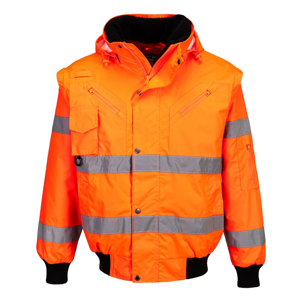 Hi-Vis 3-in-1 Bomber Jacket (XS, Yellow)