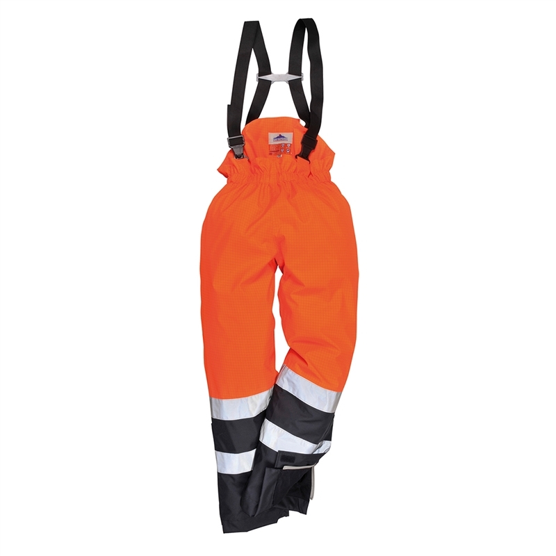 Bizflame Rain Hi-Vis Multi-Protection Trouser (Orange/Navy, M)