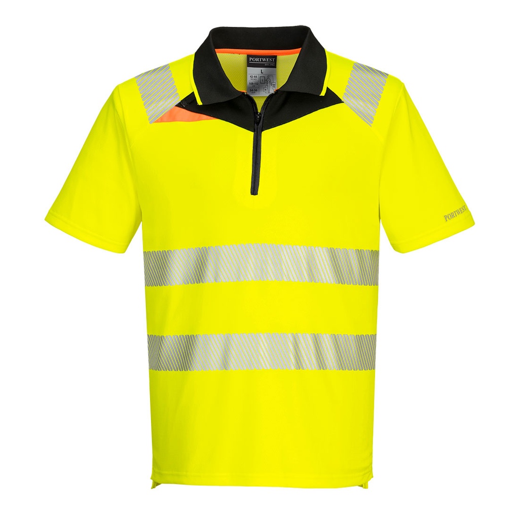 [DX412YBRS] DX4 Hi-Vis Zip Polo Shirt S/S (S, Yellow/Black)