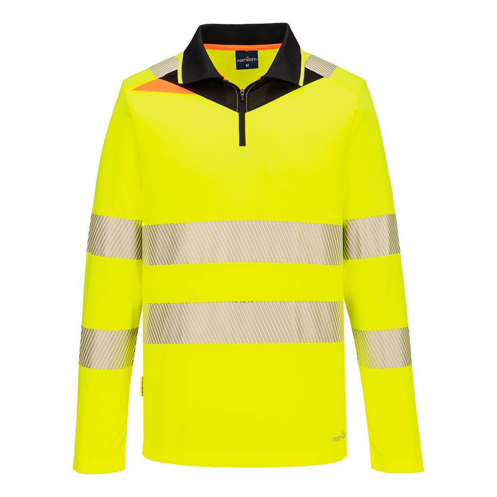 [DX419YBRS] DX4 Hi-Vis Zip Polo Shirt L/S (S, Yellow/Black)