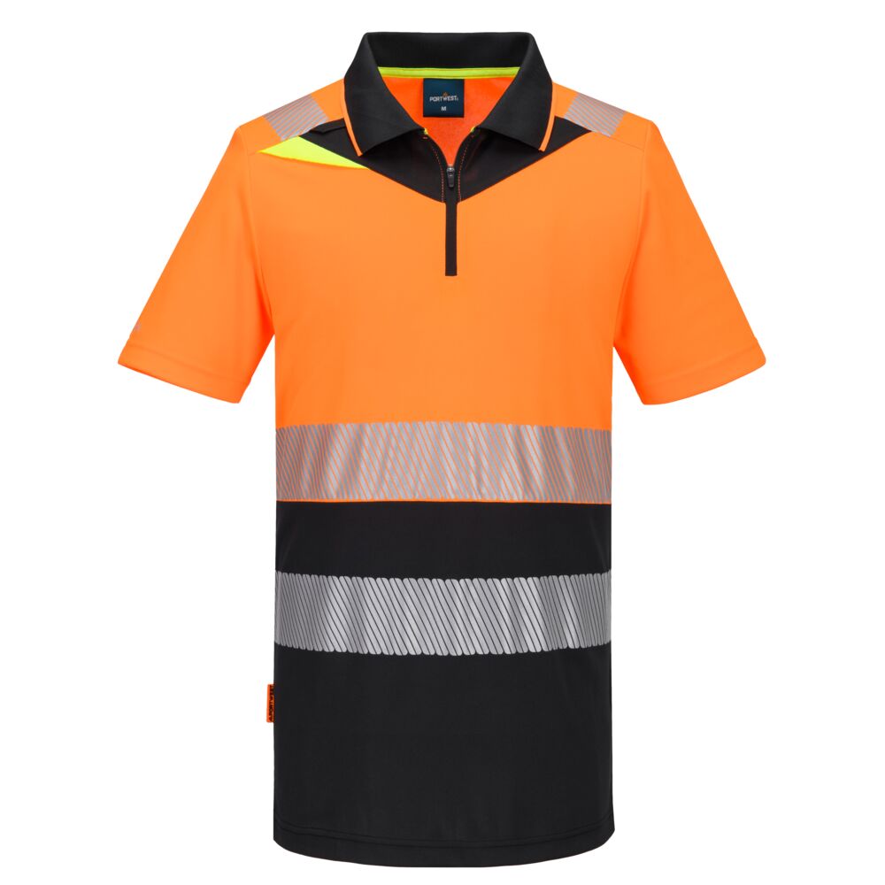 DX4 Hi-Vis Zip Class 1 Polo Shirt S/S (S, Yellow/Black)