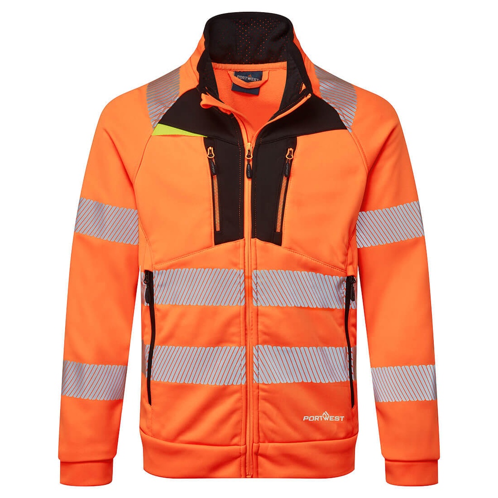 DX4 Hi-Vis Funnel Neck Zipped Sweatshirt (S, Yellow/Black)