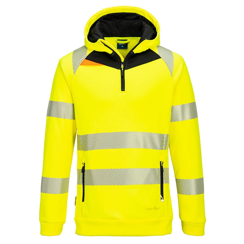 [DX482YBRS] DX4 Hi-Vis 1/4 Zip Hoodie (S, Yellow/Black)