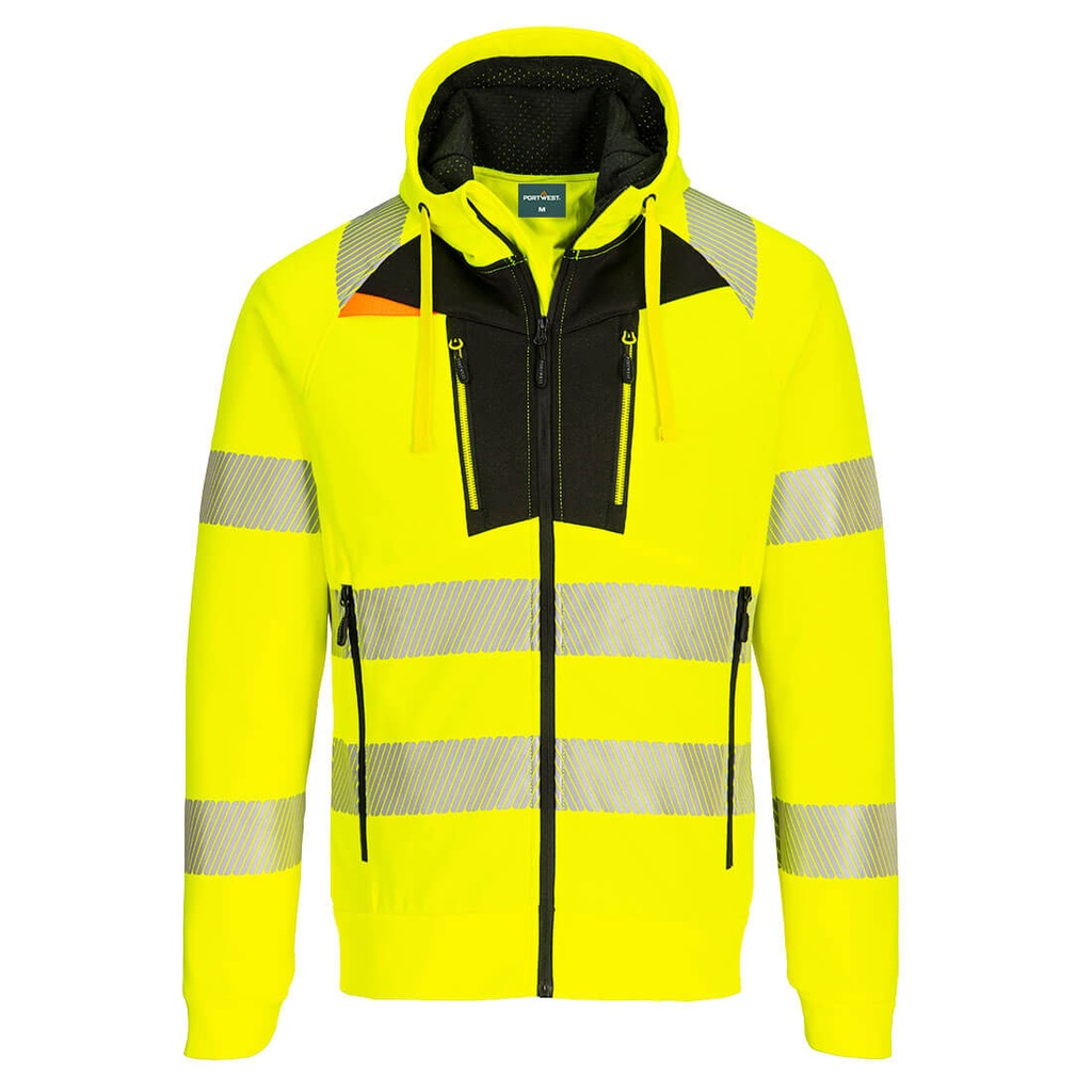 [DX484YBRS] DX4 Hi-Vis Zip Hoodie (S, Yellow/Black)