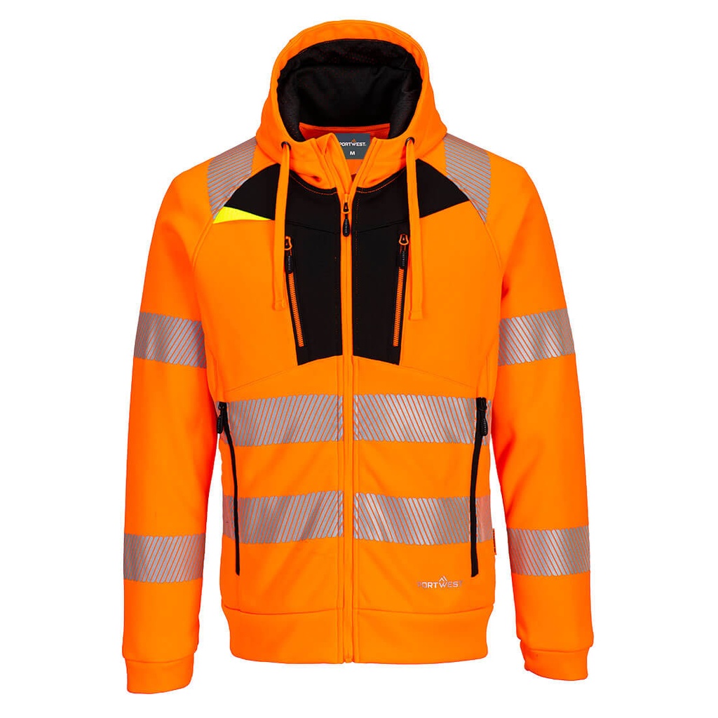 DX4 Hi-Vis Zip Hoodie (S, Yellow/Black)
