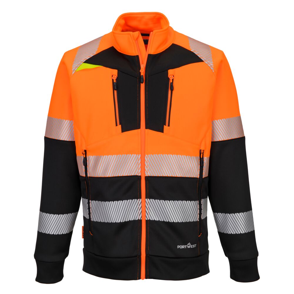 DX4 Hi-Vis Class 1 Funnel Neck Zipped Sweatshirt (S, Yellow/Black)