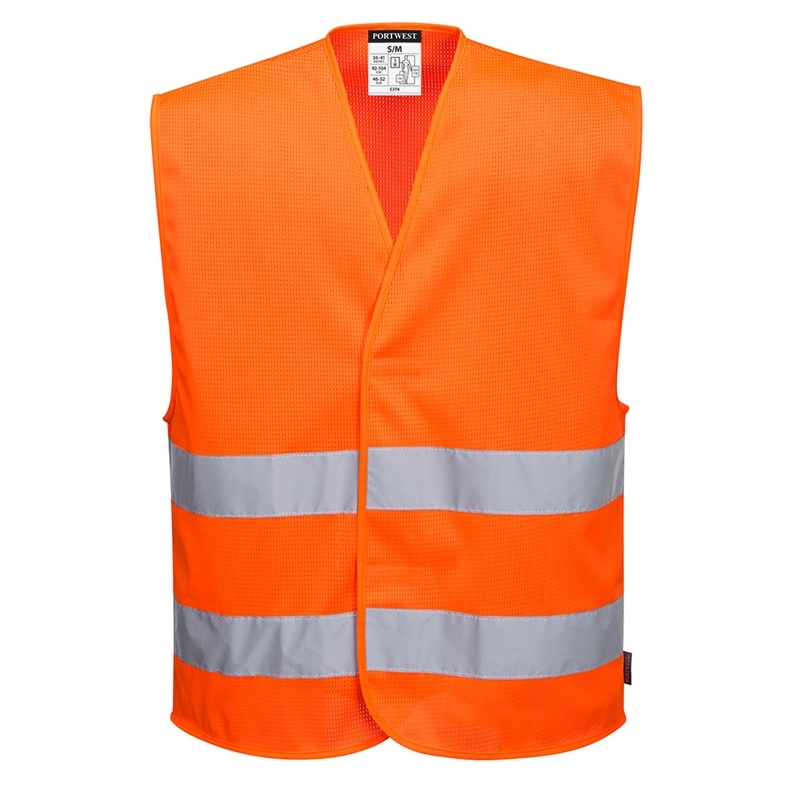 Hi-Vis Mesh Two Band Vest (Yellow, M)