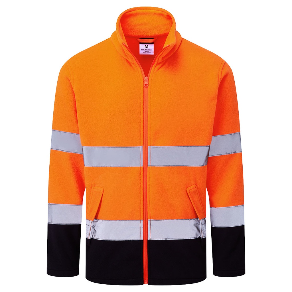 [ES251ONRXS] ES1 Essential Hi-Vis Contrast Fleece (XS, Orange/Navy)