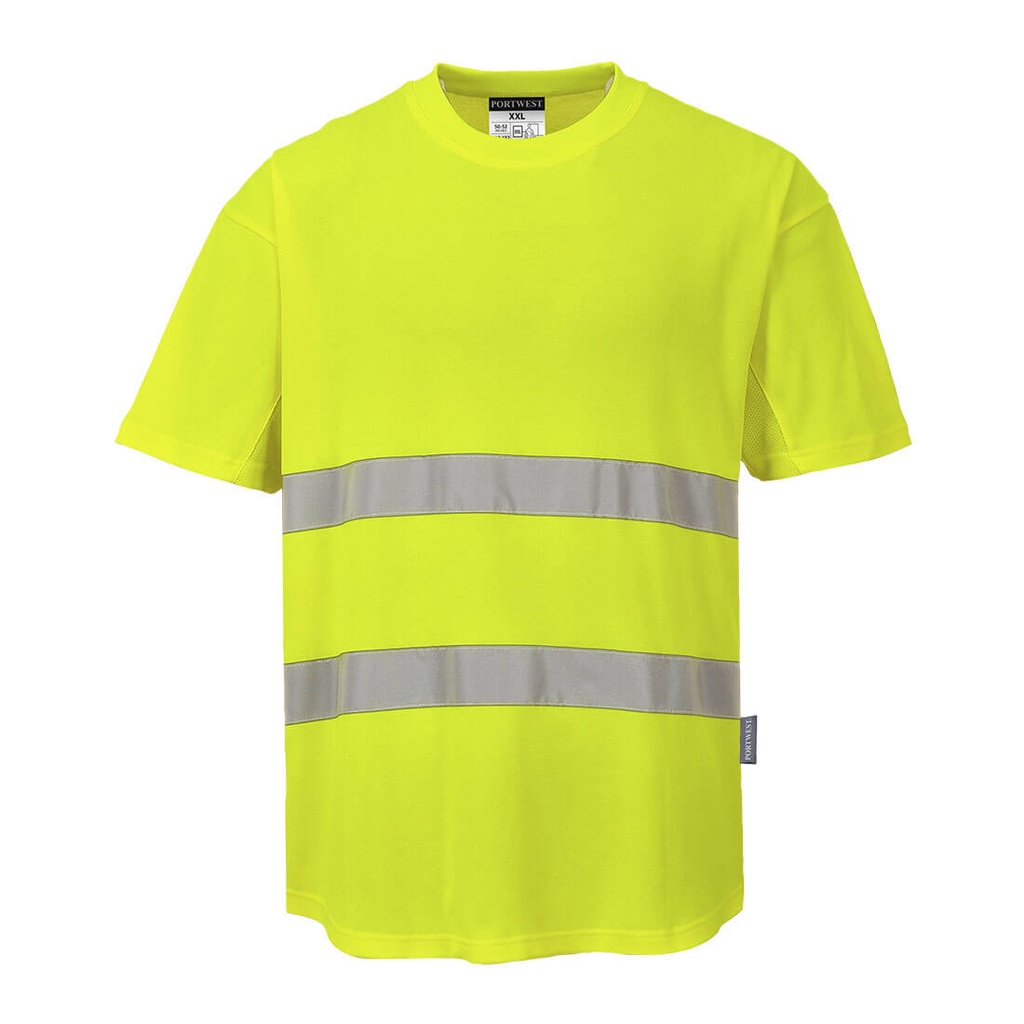 [C394YERS] Hi-Vis Cotton Comfort Mesh Insert T-Shirt S/S (Yellow, S)