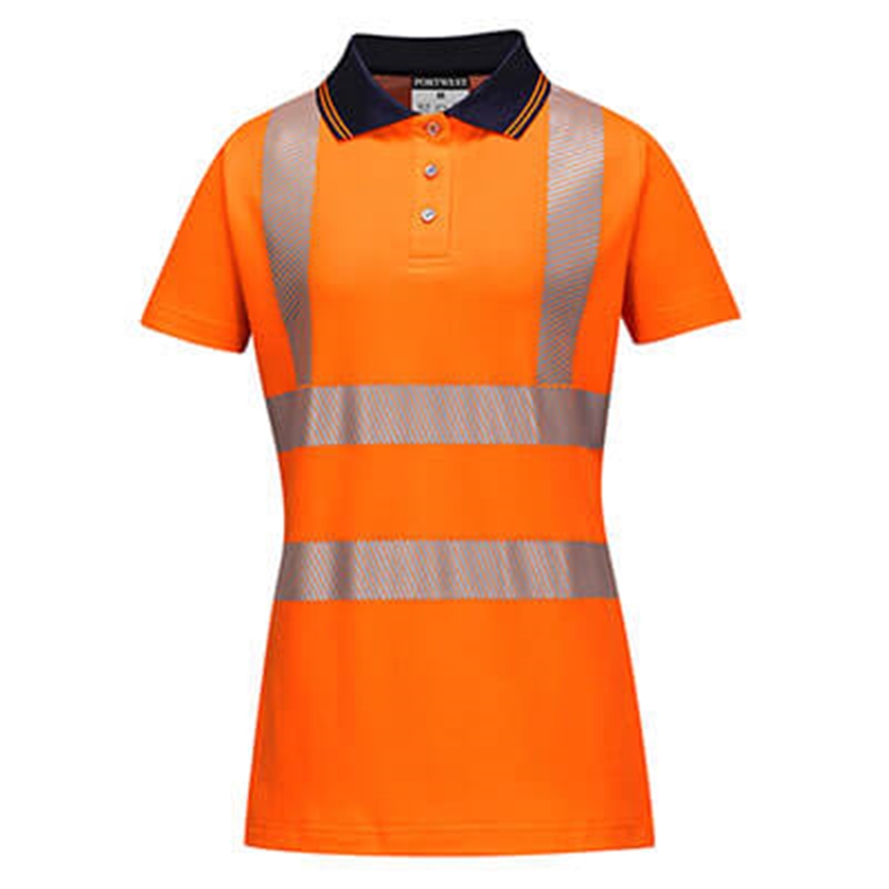 Hi-Vis Women's Cotton Comfort Pro Polo Shirt S/S (Orange, XS)