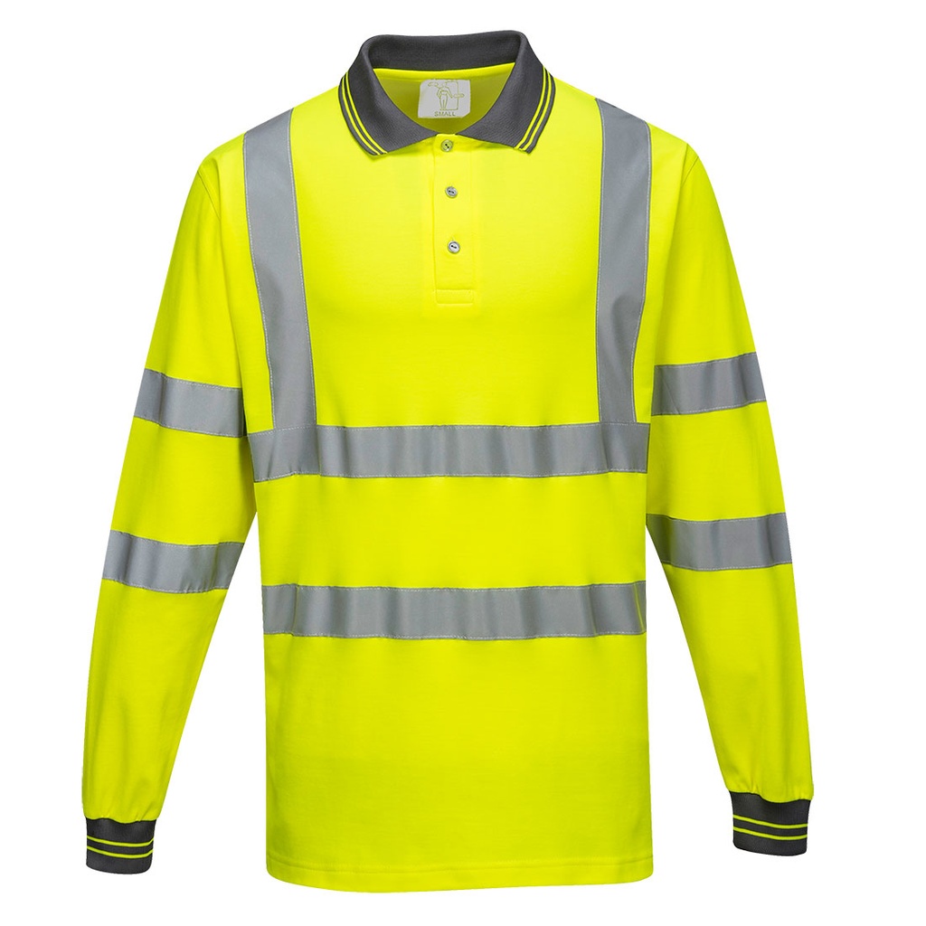 [S271YERS] Hi-Vis Cotton Comfort Polo Shirt L/S (Yellow, S)