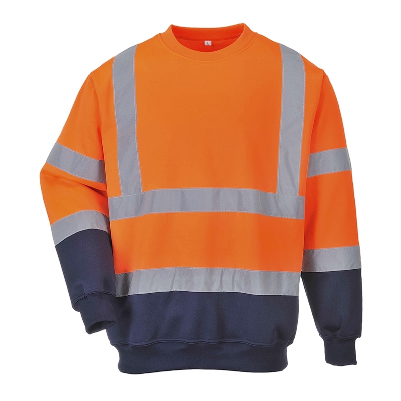 [B306ONRS] Two Tone Hi-Vis Sweatshirt (Orange/Navy, S)