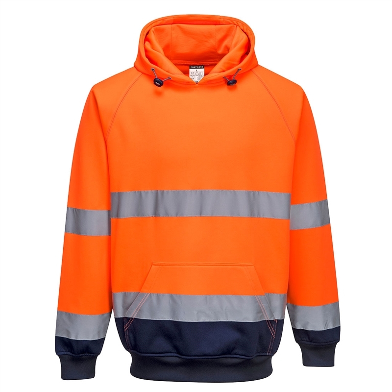 Two-Tone Hooded Sweatshirt (Orange/Navy, S)