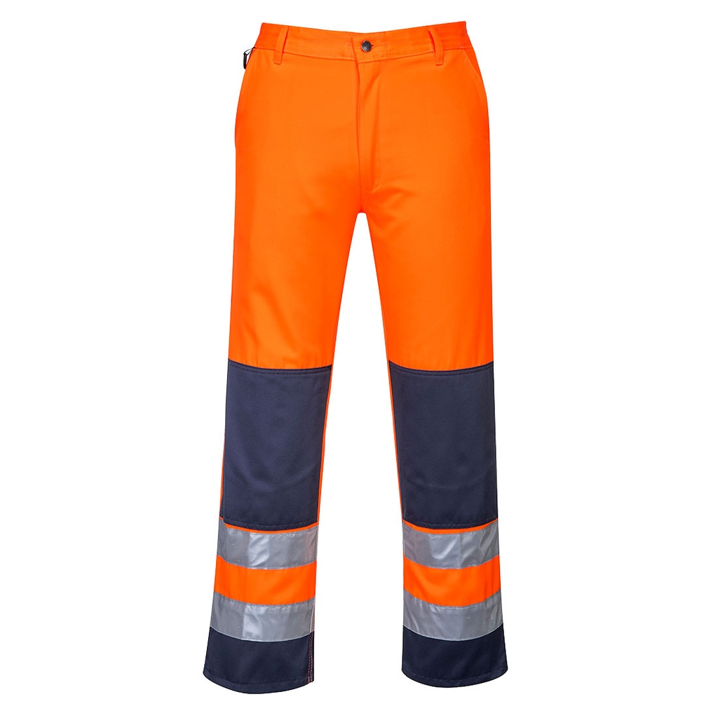 [TX71ONRS] Seville Hi-Vis Contrast Work Trousers (Orange/Navy, S)