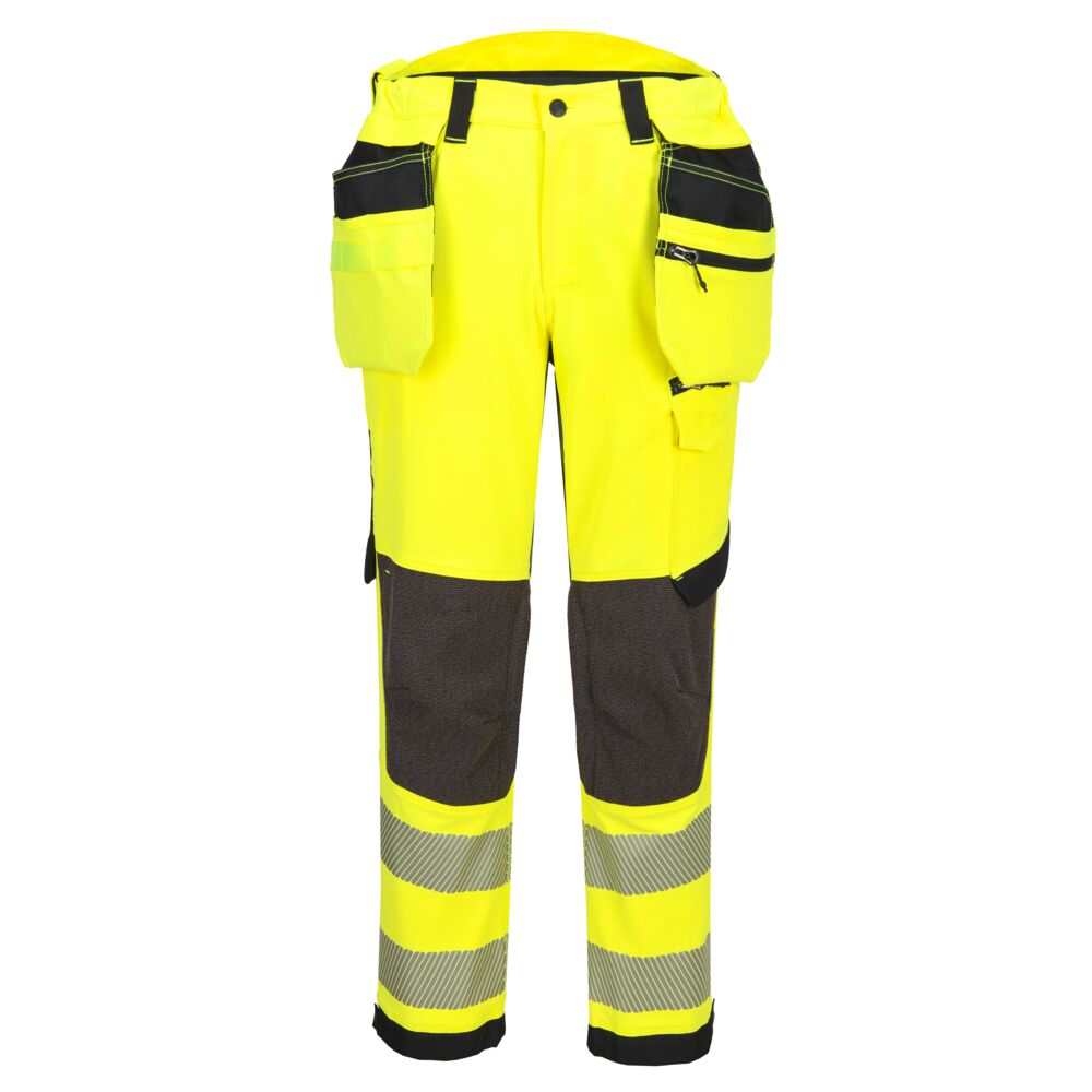 [EV448YBT28] EV4 Hi-Vis Stretch Detachable Holster Class 2 Trousers (28, Yellow/Black)