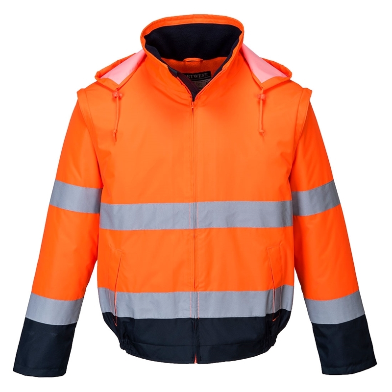 Hi-Vis 2-in-1 Contrast Essential Lite Bomber Jacket (Yellow/Black, S)