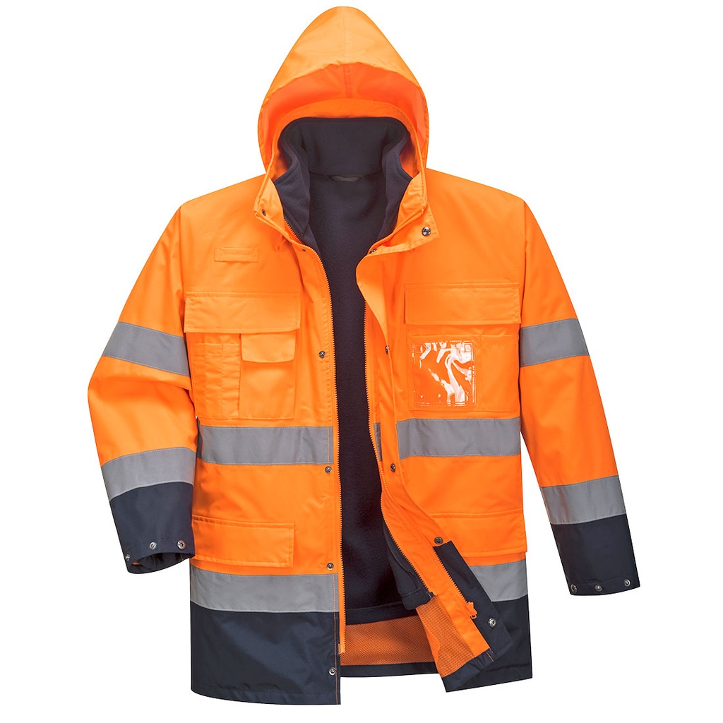 [S162ONRS] Hi-Vis 3-in-1 Contrast Lite Jacket (Orange/Navy, S)