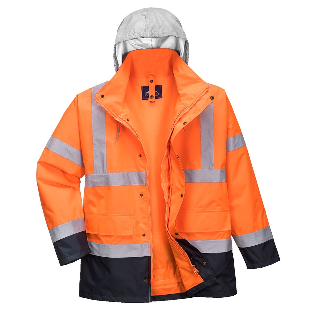 [S471ONRS] Hi-Vis 4-in-1 Contrast Traffic Jacket (Orange/Navy, S)