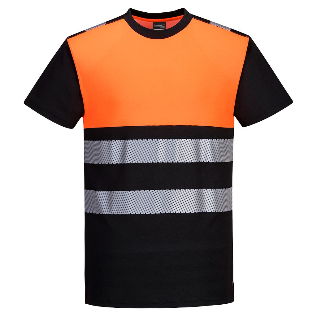[PW311BKOS] PW3 Hi-Vis Cotton Comfort Class 1 T-Shirt S/S (Black/Orange, S)