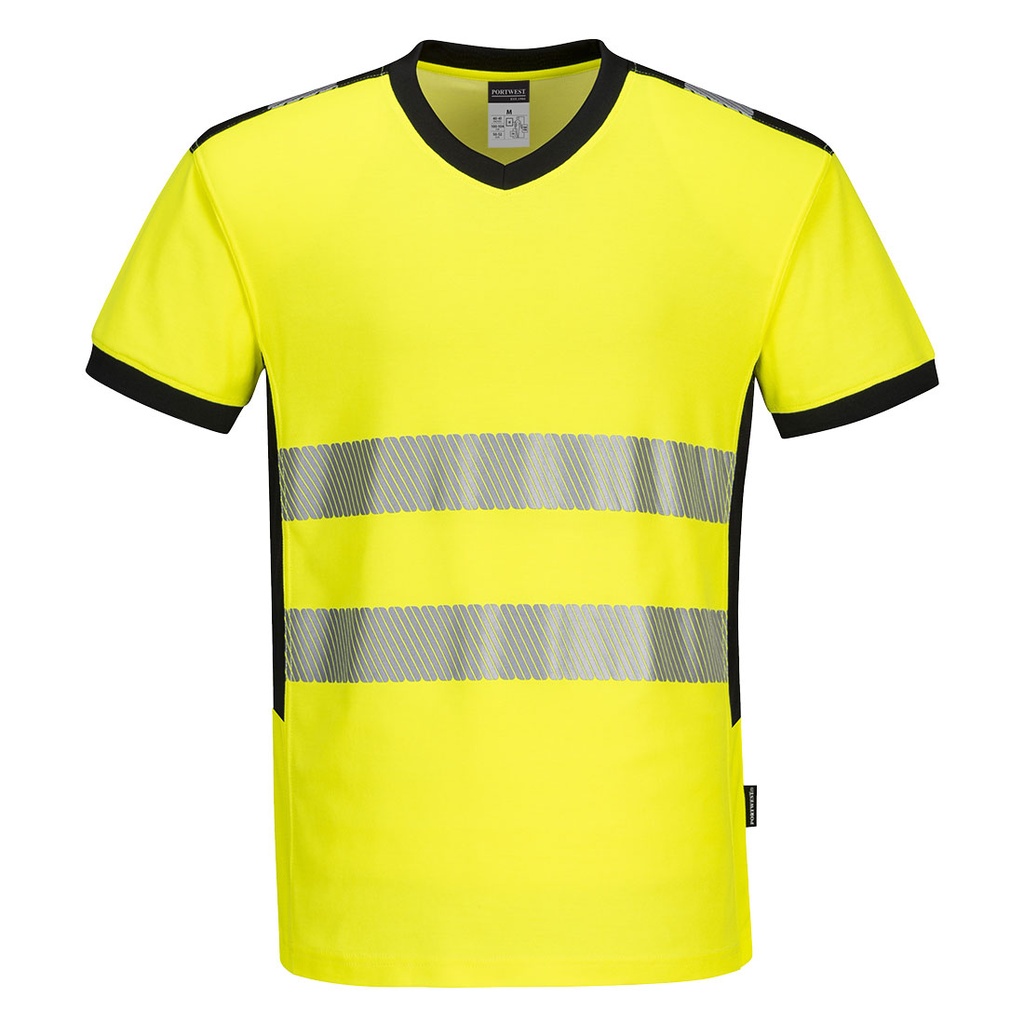 [PW310YBRS] PW3 Hi-Vis V-Neck Mesh Insert T-Shirt S/S (Yellow/Black, S)