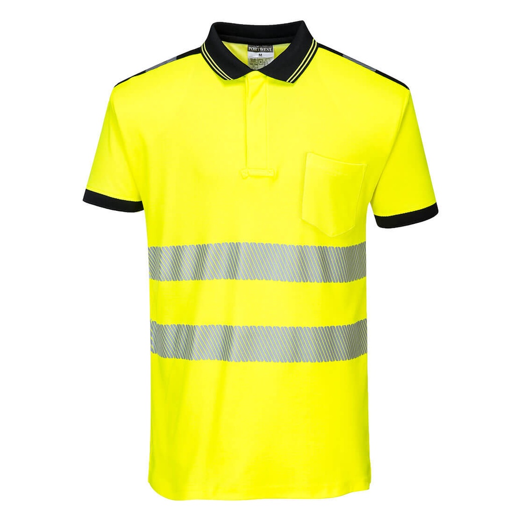 [T180YBRXS] PW3 Hi-Vis Cotton Comfort Polo Shirt S/S (Yellow/Black, XS)