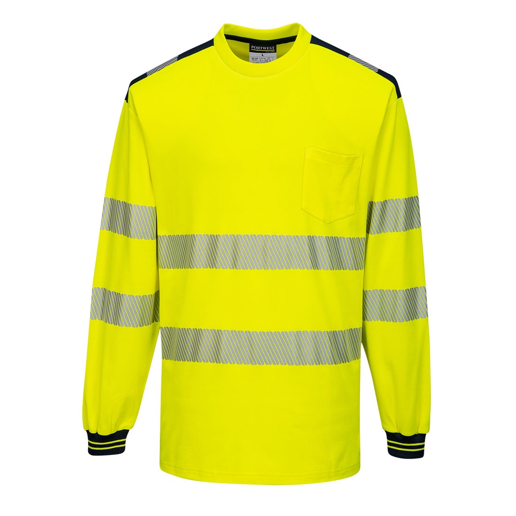 [T185YBRS] PW3 Hi-Vis Cotton Comfort T-Shirt L/S (Yellow/Black, S)
