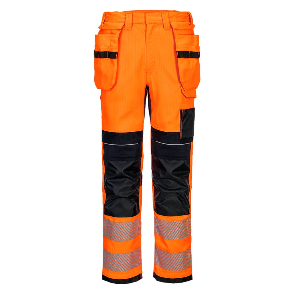 [FR415OBR28] PW3 Modaflame Work HVO FR Holster Trousers (28, Orange/Black)