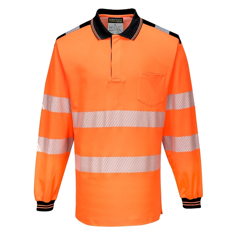 PW3 Hi-Vis Polo Shirt L/S (Yellow/Black, S)