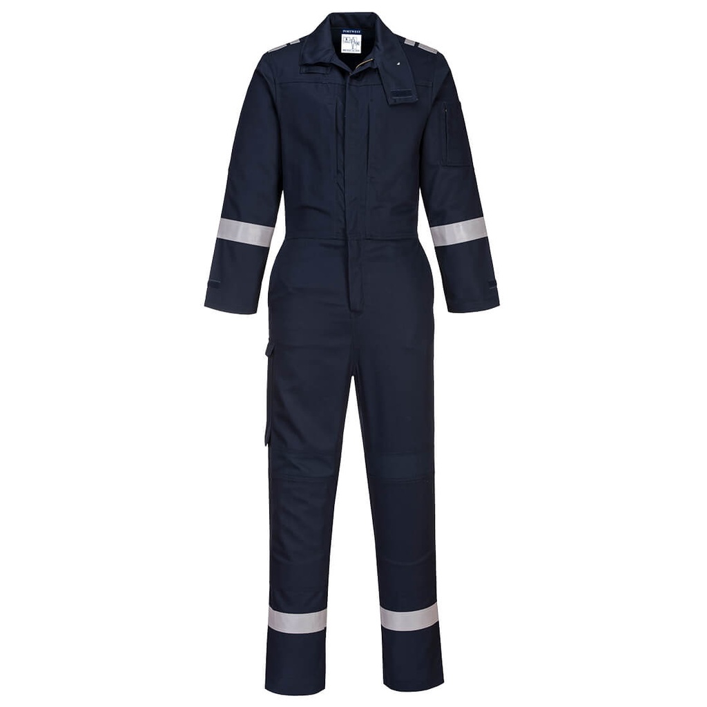 [FR501NARS] Bizflame Work Stretch Panelled FR Coverall (S, Navy)