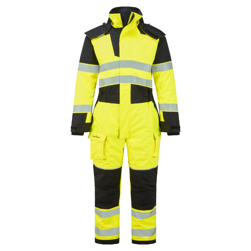 [FR516YBRS] PW3 Modaflame Rain+ Hi-Vis Multi-Norm FR Winter Coverall (S, Yellow/Black)