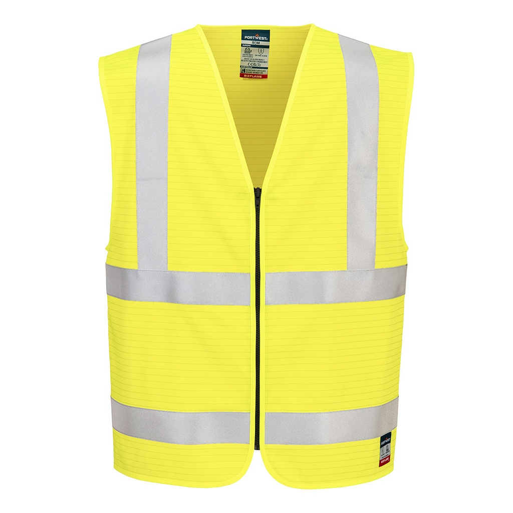 [FR615YERS/M] Bizflame Hi-Vis FR Zip Vest (S/M)