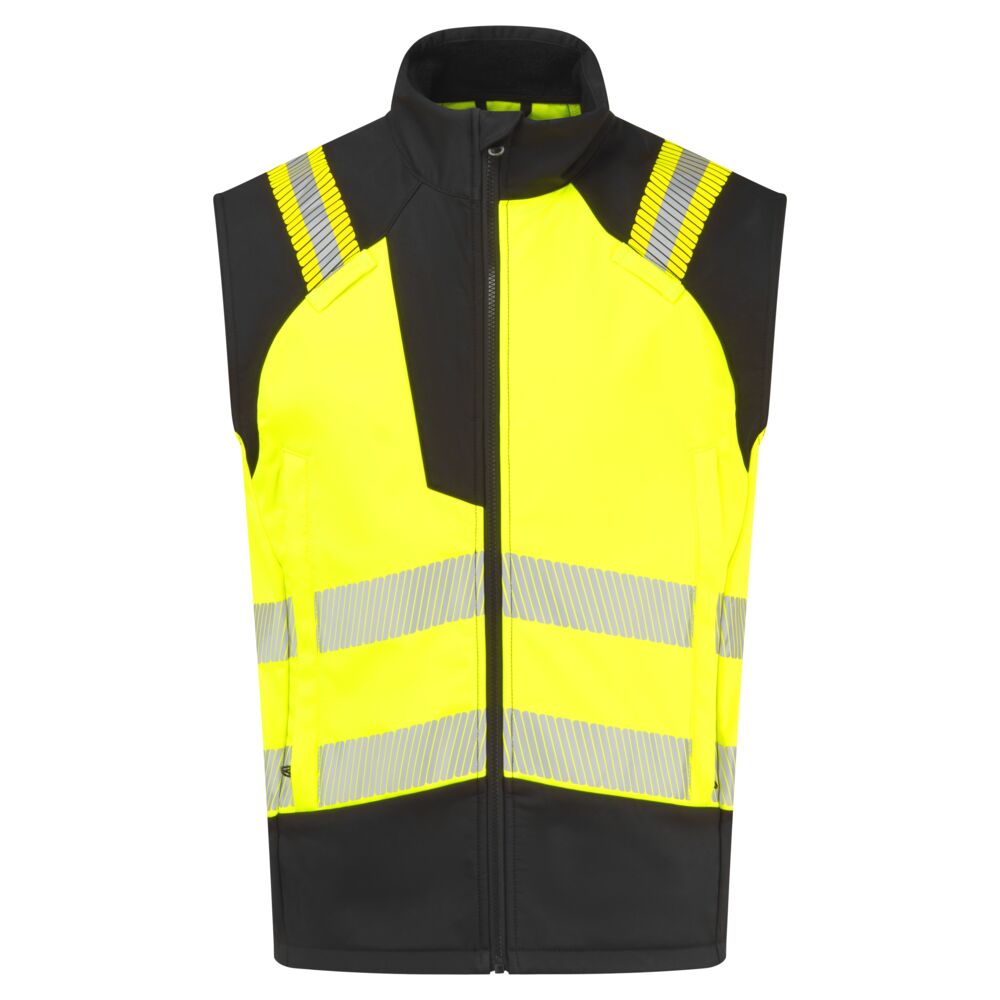 [FR719YBRS] PW3 Modaflame Softshell Hi-Vis FR Gilet (S, Yellow/Black)