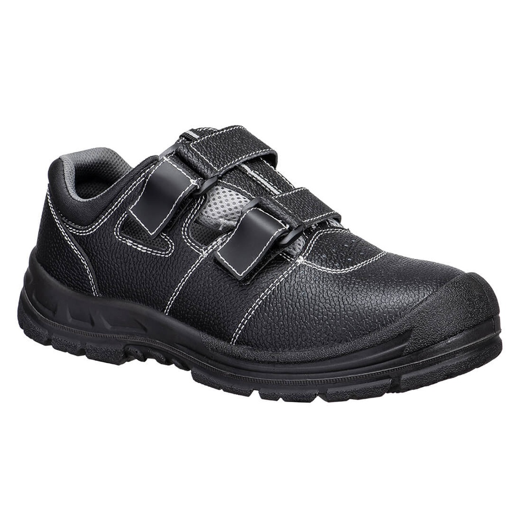 [FS70BGY36] Steel Action Leather Sandal S1P SR FO (36, Black/Grey)