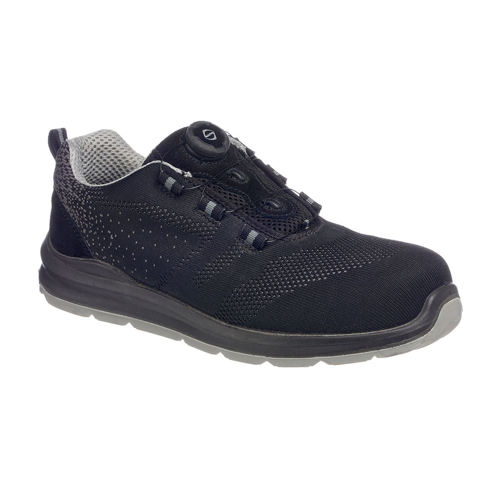 [FT08BGY36] Composite Textile Wire Lace Trainer S1P SRC (36, Black/Grey)
